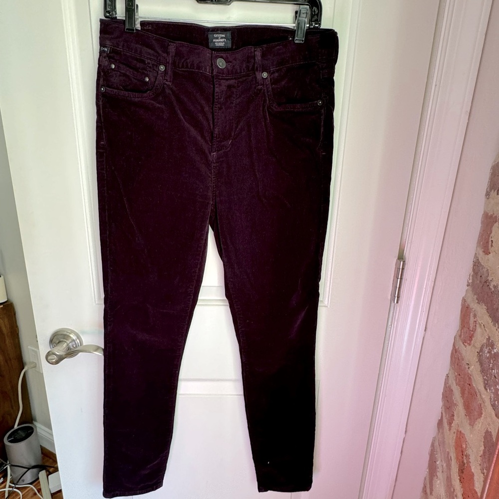 Citizens of Humanity Corduroy Rocket High Rise Skinny Ankle in Wine Sz 29